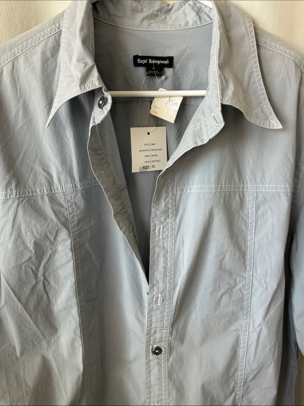 Royal Underground Light Gray Men's Shirt Jacket with Button Front